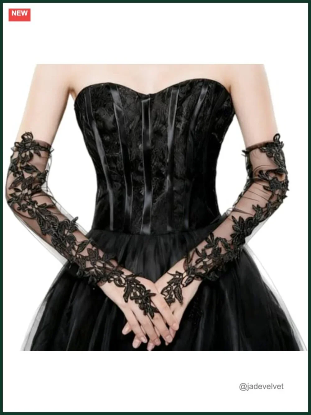 Women's Long Lace Fingerless Gloves Elbow Length Sheer Mesh Tulle Bridal